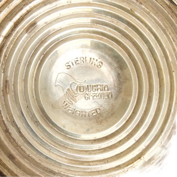 Vintage Duchin Creation Bud Vase Etched Floral Glass Sterling Silver Base - Picture 5 of 6